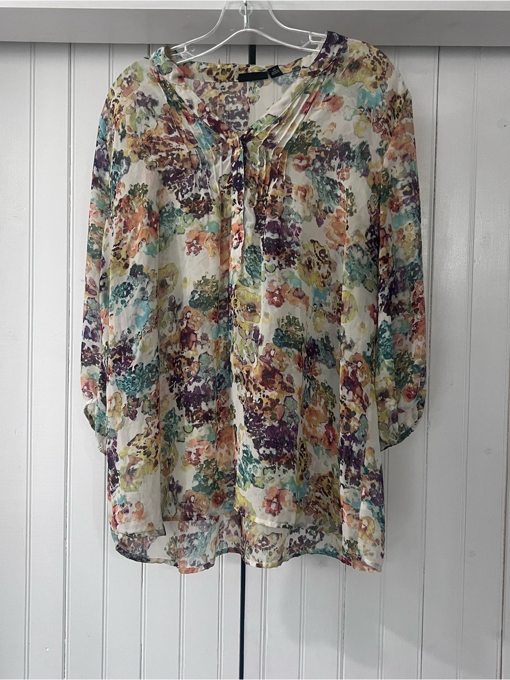 a.n.a Multicolor Floral Sheer Blouse